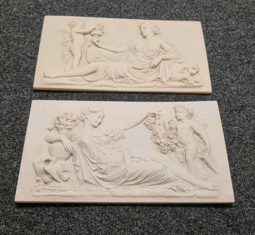 White plaster wall plaques - plaster,