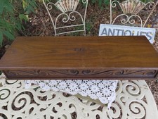 Vintage Old Charm Wood Brothers 2ft Long Oak Table Top Box Monogram KG