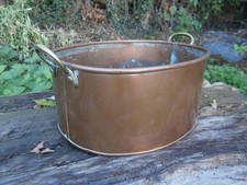 LARGE VINTAGE  EDWARDIAN OVAL LUG HANDLED COPPER PLANTER PLANT POT JARDINIER