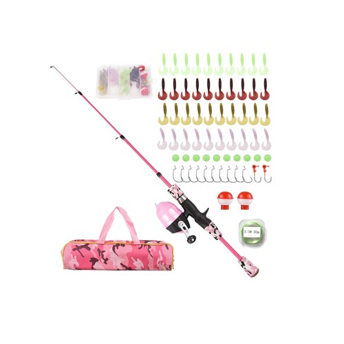Pink kids fishing rod - pink, reel