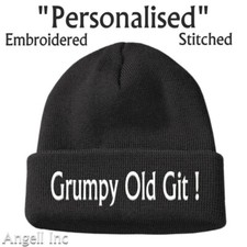 Mens GRUMPY OLD GIT Beanie Hat Cap Gift Funny Rude Joke Dads Birthday Present 