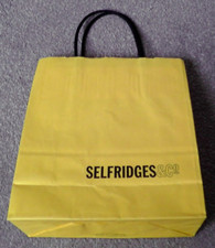 SELFRIDGES & Co ~ GENUINE SMALL YELLOW PAPER GIFT BAG/SHOPPER WITH HANDLES