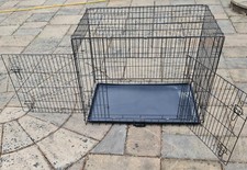 Large Secure Metal Dog Crate, 107cm x 72cm x 79cm. Two Door. Folds Flat. 