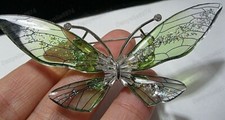 Translucent BUTTERFLY Baguette Crystal Silver Brooch Vintage Style Jewellery 