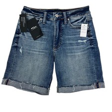 SILVER Women’s Blue Jean Shorts Sz 2 (25) Medium Wash Stretch Pockets Bermuda