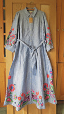 BNWT Boden Clara Embroidered Linen Blend Shirt Dress Sz 14 R