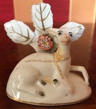 staffordshire pearlware ATQ early 19C primitive folk art porcelain lamb / deer