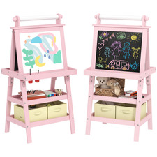 AIYAPLAY Double-Sided Art Easel for Kids w/ Paper Roll, Storage Baskets 