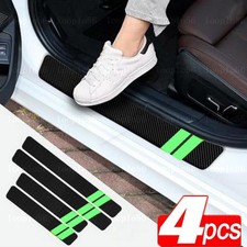 4Pcs Carbon Fiber Leather Car Door Sill Protection Strip Decorative Stickers
