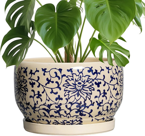 Ceramic plant pot with - 10",