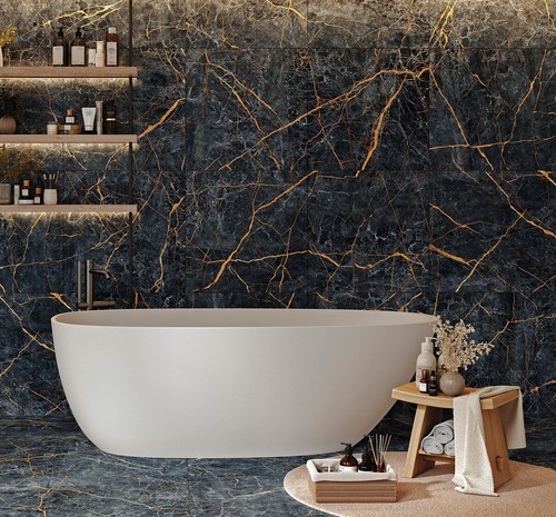 Black marble matt porcelain - matt,