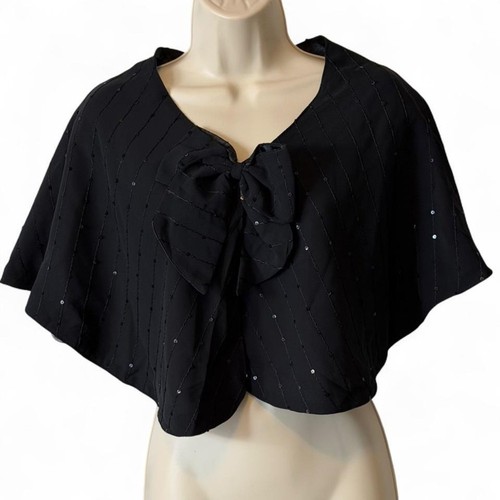 Vintage 90s black sequin bow - 90s,