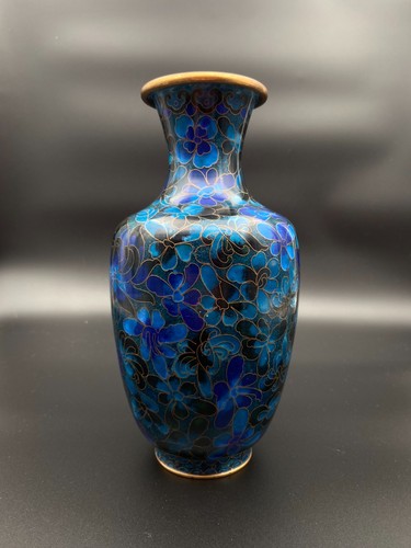 Cloisonné vase blue enamel - cloisonné,