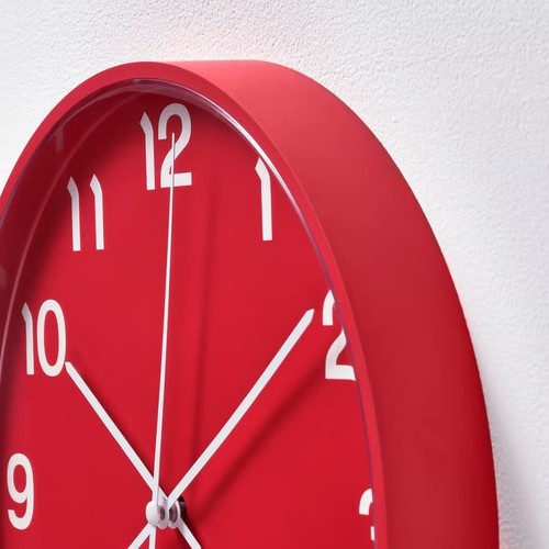 Wall clock red round analogue - wall,