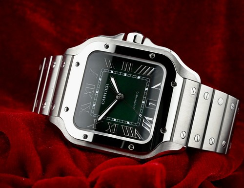 Cartier santos green dial - cartier,