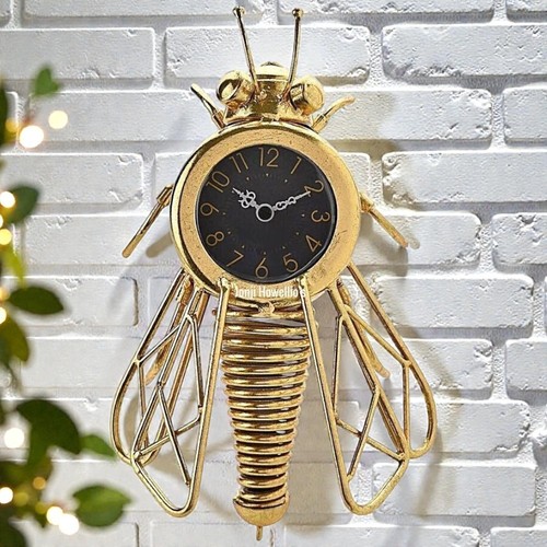 Hometime wall clock gold - clock, bee