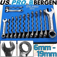 US PRO Stubby Spanners 14pc Short Reach Combination Spanner Wrench Set 6mm-19mm