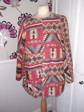 JAKO TAKO ETHNIC PRINT SNAP FRONT HIP LENGTH TUNIC TOPO E SIZE 46" 