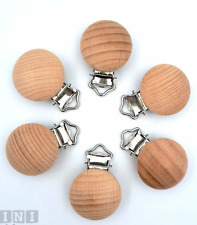10Pcs Round Wooden Soother Holder Pacifier Dummy Clips Baby Toddler DIY