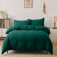 Duvet Cover Set with Pillowcase Soft Plain Microfibre Bedding Single Double King