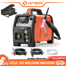 HITBOX Cold TIG Welder 200Amp Pulse/HF/Spot TIG MMA Welding Machine & Foot Pedal