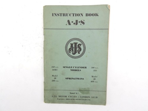 1958 ajs instruction book - instruction,