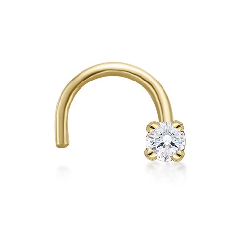 14k yellow gold curved screw - 14k,