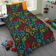 Children Game Gaming Gamer Duvet Cover Kids Boys Single Quilt Bedding Set Black