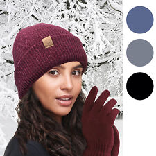 Chenille Hat and Glove Set Ladies Warm Thermal lined Luxury 