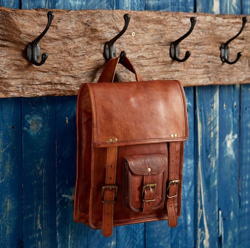 Goat leather bag genuine brown - goat,