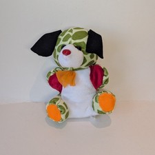 Unbranded Multi Coloured Dog Soft Toy Plush Stuffed Animal Cuddle Green VGC
