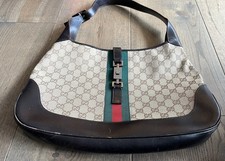Gucci Jackie BEIGE, BROWN CANVAS, LEATHER shoulder