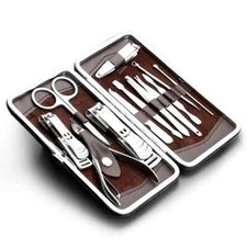 12pcs Nail Cutter Set Manicure Pedicure Care Kit Case Clippers For Mens Ladies