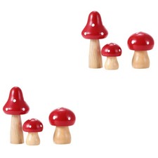  2 Count Mushroom Garden Accessories Wooden Mushrooms Statue Decor