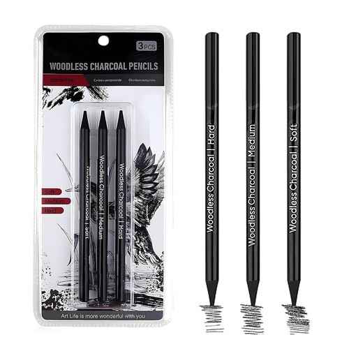 Pack charcoal pencils for - 3,