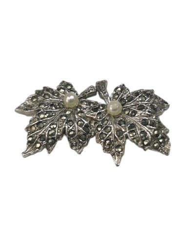 Vintage marcasite faux pearl - marcasite,