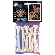 Halloween Bag O Bones with Pre Drilled Holes - Pk of  10 Small Bone Prop Effects