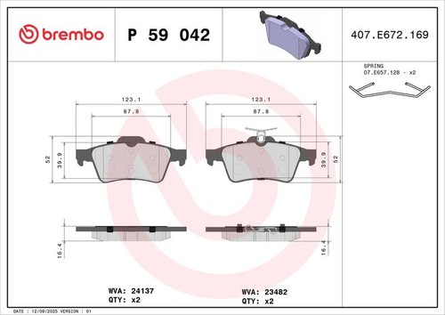 Rear brake pad set - pad, fits
