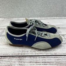 Vintage 80s Supergo Shoes Blue Gray Retro Rockabilly Cycling Touring