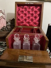 Rare Georgian walnut   Travelling Decanter Box with three bottles 