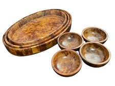 Wooden Serving Trays x3 & Bowls x4 NEW