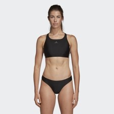 adidas Womens 3-Stripes Fit Bikini (2 Piece) - Black/White / UK 30"