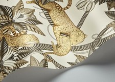 1 Roll of Cole & Son Satara Wallpaper Soot & Metallic Gold on Linen 119/3013