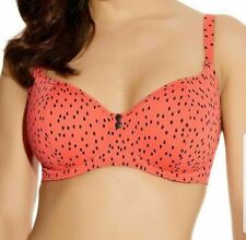 Freya Pip Bikini Top Coral Size 32G Underwired Padded Balcony Black Spot 3749
