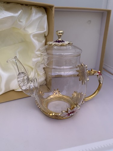 Glass teapot with enamel - glass,