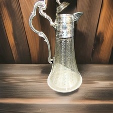 Beauriful And Charming Victorian Silver Plated & Hand Eatchs Glass Claret Jug
