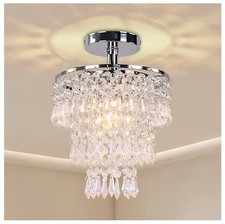 3 Tier Crystal Chandelier Lamp Shade Mini Ceiling Light Pendant Modern Chrome K9