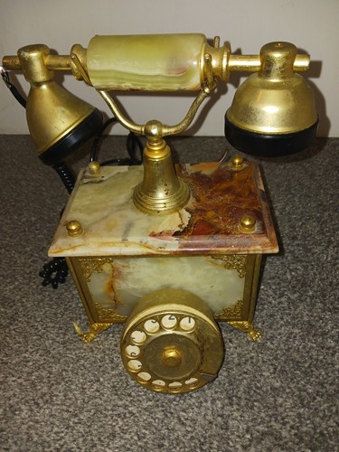 Vintage onyx and brass rotary - onyx,