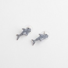 Kate Spade Silver California Dreaming Blue Pave Shark Earrings