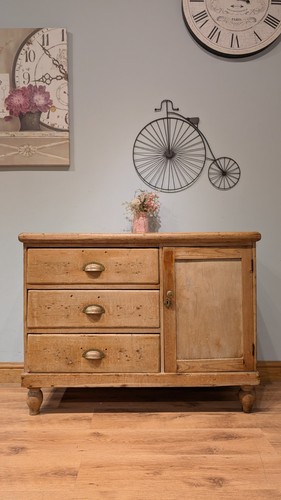 Antique pine vintage sideboard - pine,